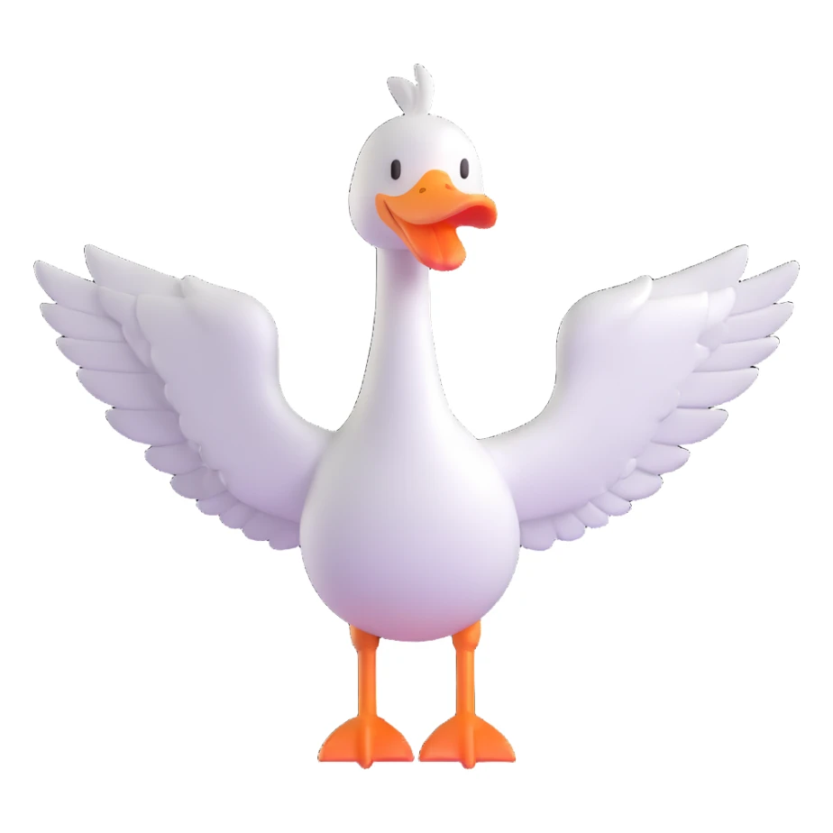 goose with wings fully extended in t pose sticker