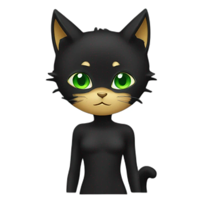 chat noir légerement enrobe avec des yeux vert sticker