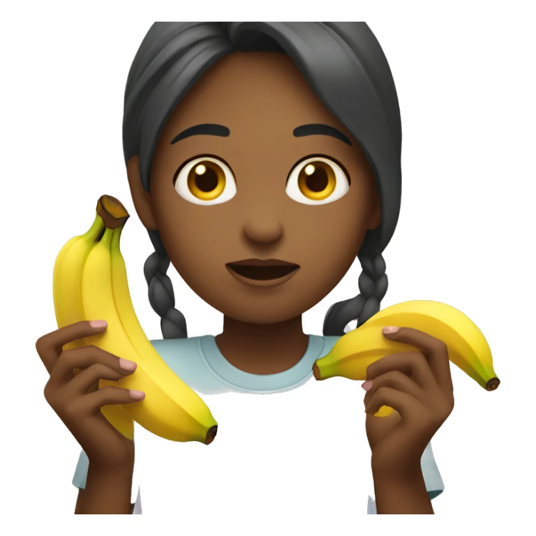 girl eating banana with 2 hands sticker