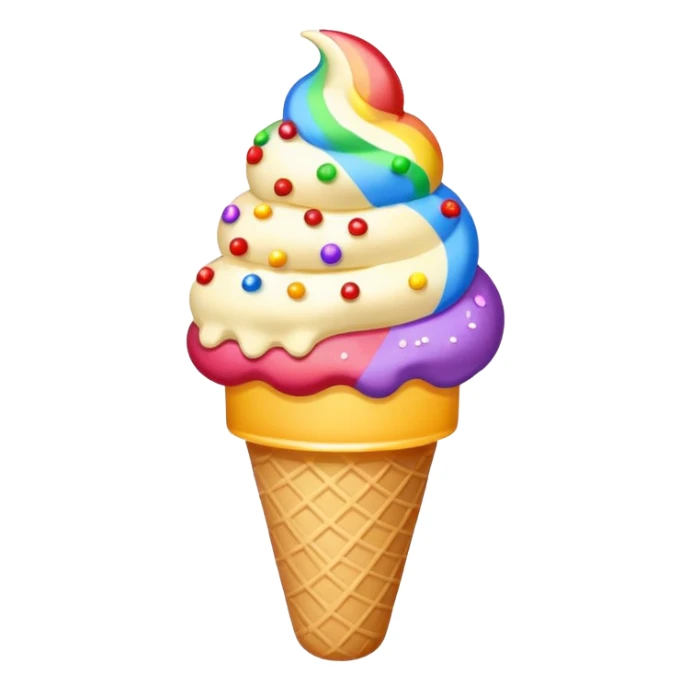 simple summer theme emoji, ice cream, bright colors sticker