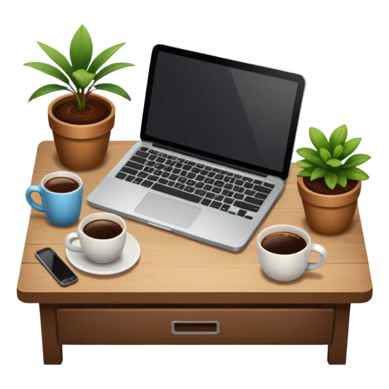 emoji of a cozy desk sticker