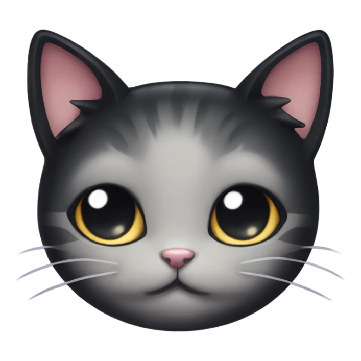 kawaii black cat with cute manga eyelashes and a bow on head sticker