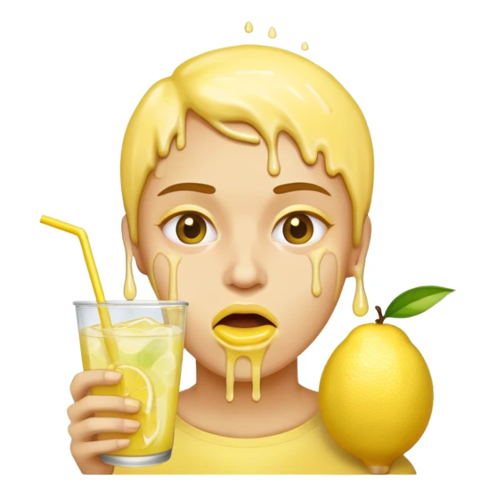 face with lemonade dripping out of mouth sticker