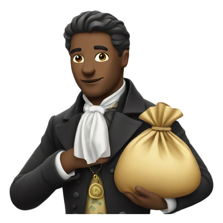 aristocrat with money bag in his hands sticker