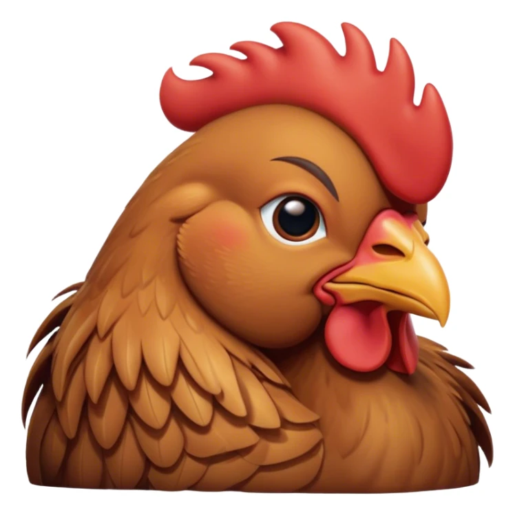 Meme-Worthy Cute Sleeping Brown Rooster Portrait Emoji, Head resting peacefully with a contented smile, showcasing a robust build and a luxuriously soft brown plumage, eyes shut in a serene, restful nap, Simplified yet hilariously adorable features, highly detailed, glowing with a soft, drowsy light, high shine, relaxed and utterly lovable, stylized with an air of playful laziness, bright and heartwarming, soft glowing outline, capturing the essence of a comically sleepy rooster, so meme-worthy it feels like it could instantly become the next viral sensation of adorable slumber! sticker