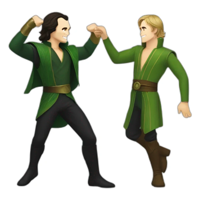 Loki and Luke Skywalker dancing to disco music sticker