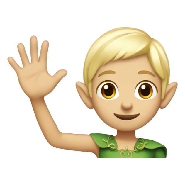 blonde elf with short hair wavng hello hand sticker