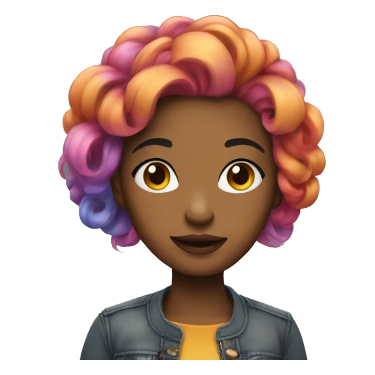 stylish girl with colorful hair sticker