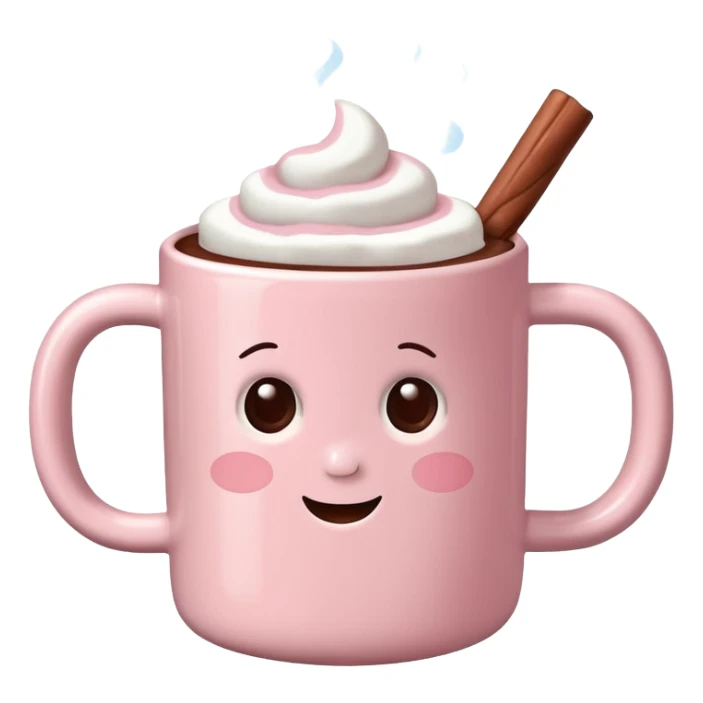Light Pink mug of hot chocolate with marshmallows  sticker