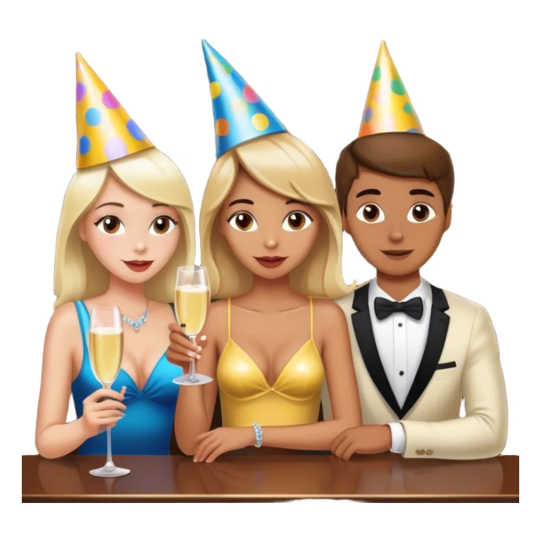 2 girls and a guy vibing in a bar on date sticker