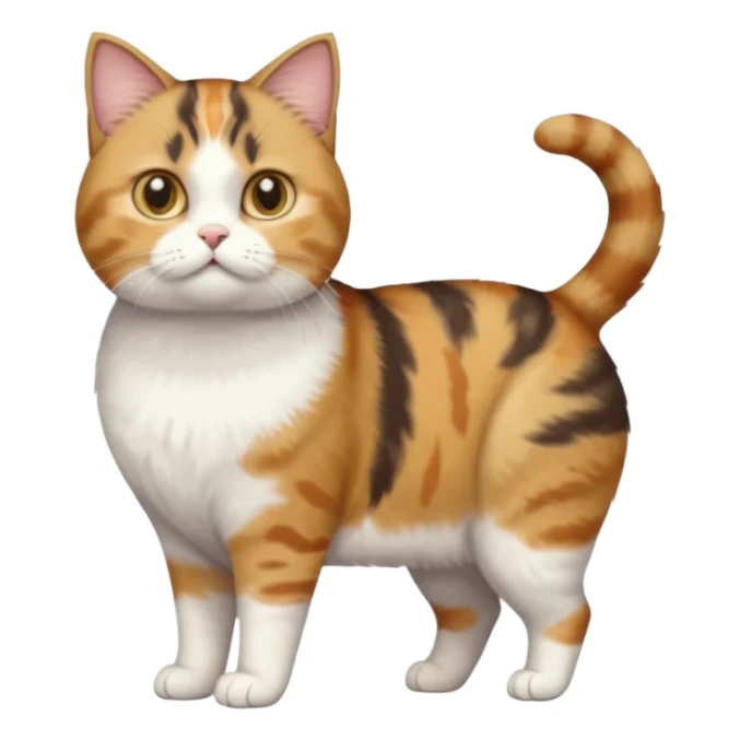 full body calico tabby + white cat with tiny head and fat body sticker