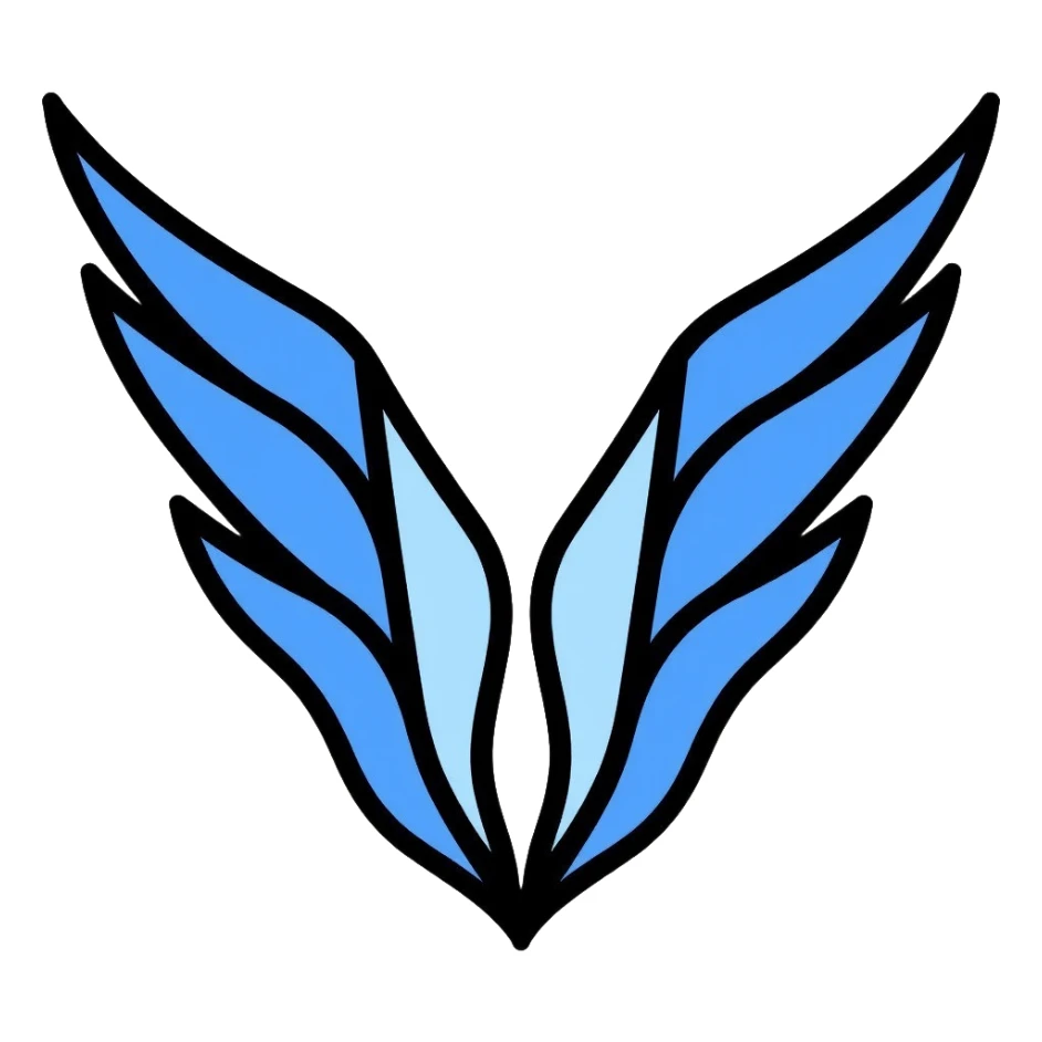 Wings of Freedom logo from Attack on Titan, overlapping blue and white wings, Survey Corps emblem sticker