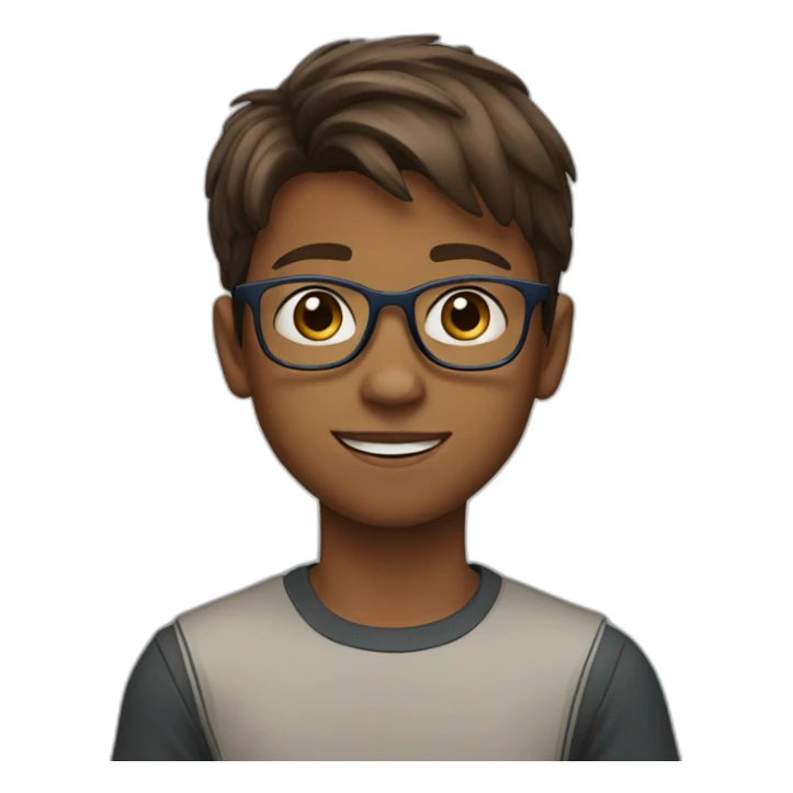 11 year old boy, blue eyes, brown hair, with glasses sticker