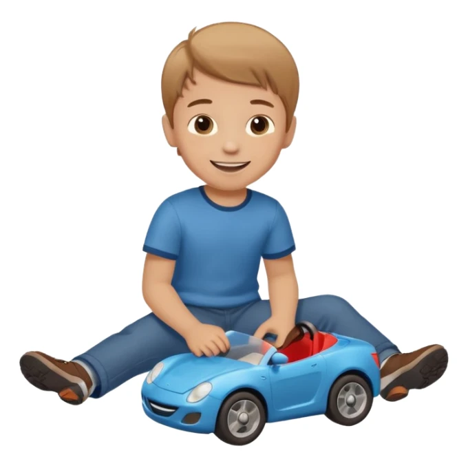Little boy playing with toy car on the floor sticker