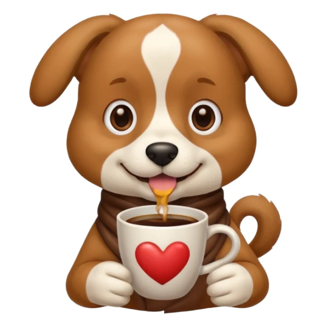 Dog with a cup of coffee sticker