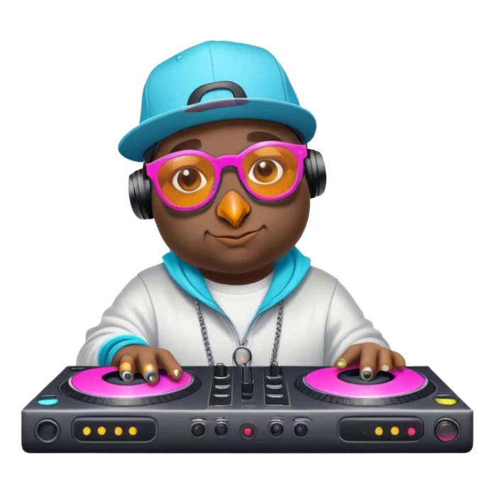 Rapper  pigeon as dj. Wearing neon glasses  sticker