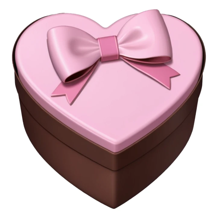 pale pink heart box, pale pink bow, filled with chocolates inside sticker