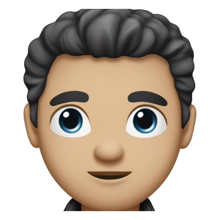 a man looking like a rock star. he is wearing a black leather jacket, has a slickback hair obviously full of pomade. his eyes are blue, with a hint of black eyeliner. he has very hollow cheeks and a chiselsed jaw sticker