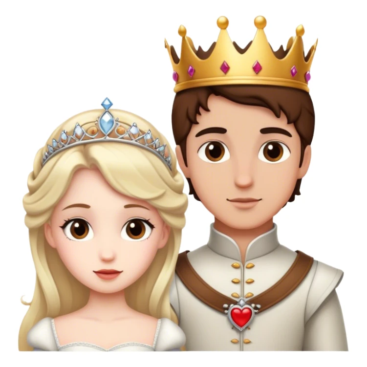 White Princess and prince with brown eyes love sticker