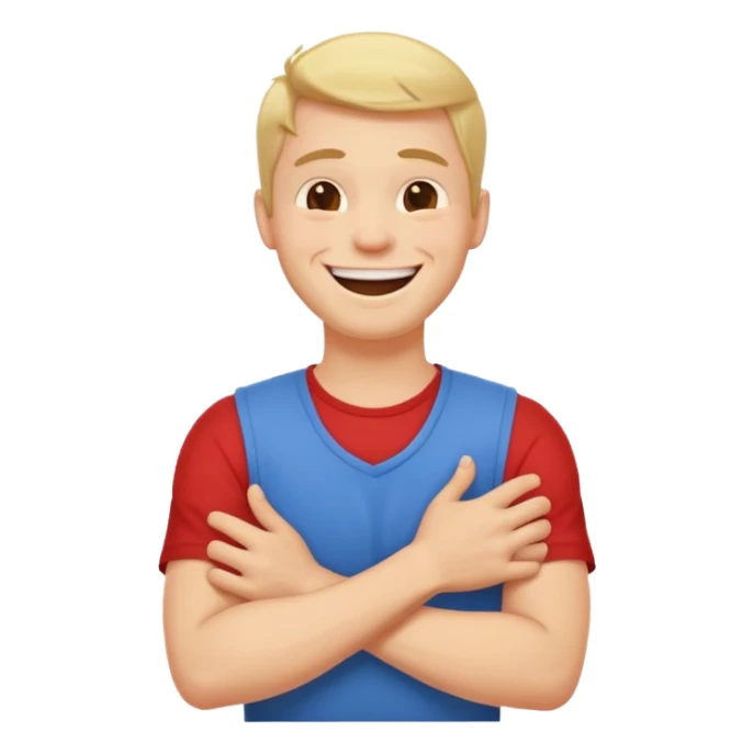 Arms crossed holding neck laughing guy sticker