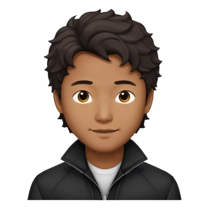 Asian guy wavy hair with black jacket demure with a smirk sticker