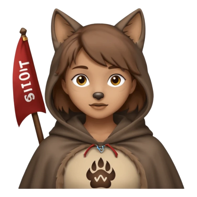 Wolf girl holding a banner that say #Wolf99 sticker