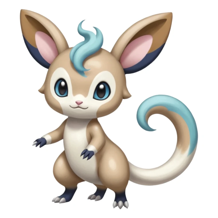 Colorful Skilled Adept Graceful Asian Painted Meloetta-Minccino-Absol-Emolga-Pachirisu-fusion-hybrid-creature (full body) sticker