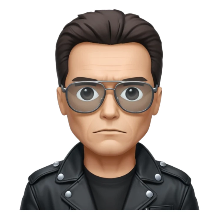 terminator shwartzneger looking only top in his black glasses and his black jacket sticker