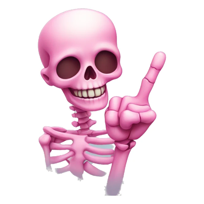 Cute pink skeleton giving the middle finger sticker