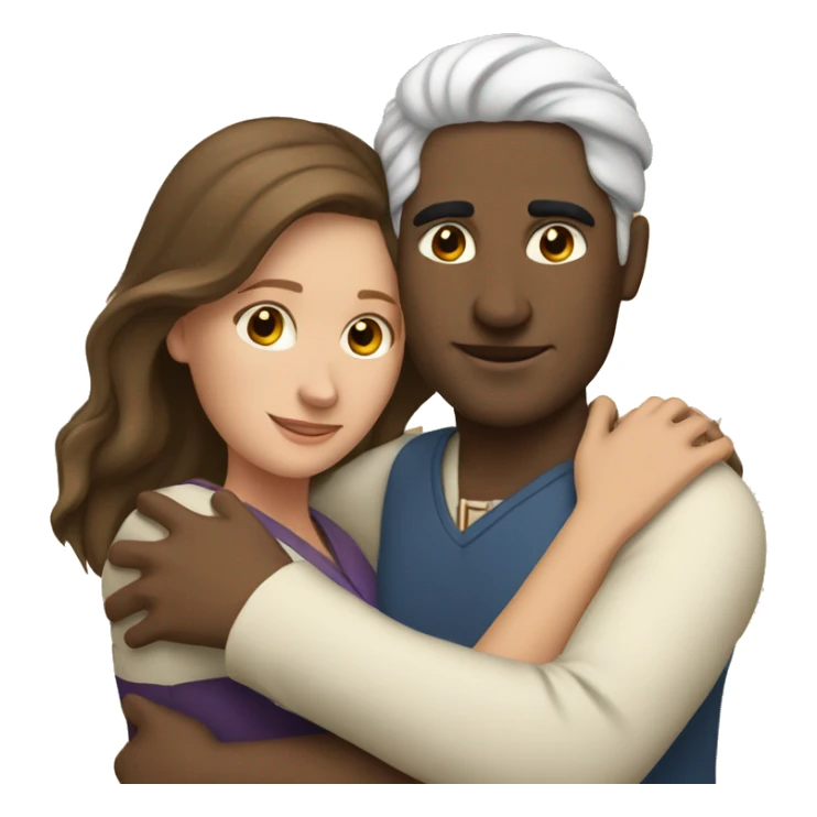 Couple hug, white woman and Indian man sticker
