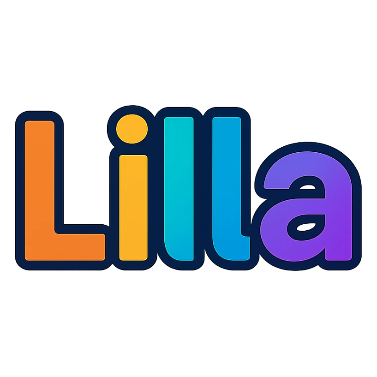 Lilla name with colorful, varied gradient, modern font, dark outline, transparent background, in the style of sample images sticker