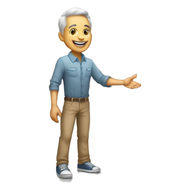 an old restaurant owner, a young blogger in youth clothes, shaking hands, both with light skin, in great detail, in full height sticker