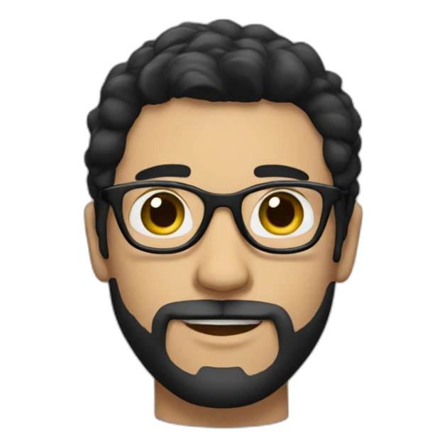 Brunette guy with beard; glasses; black hair sticker