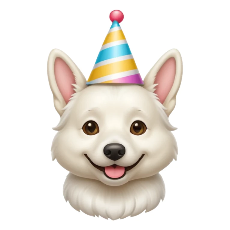 A White belgian dog wearing a party hat.   sticker