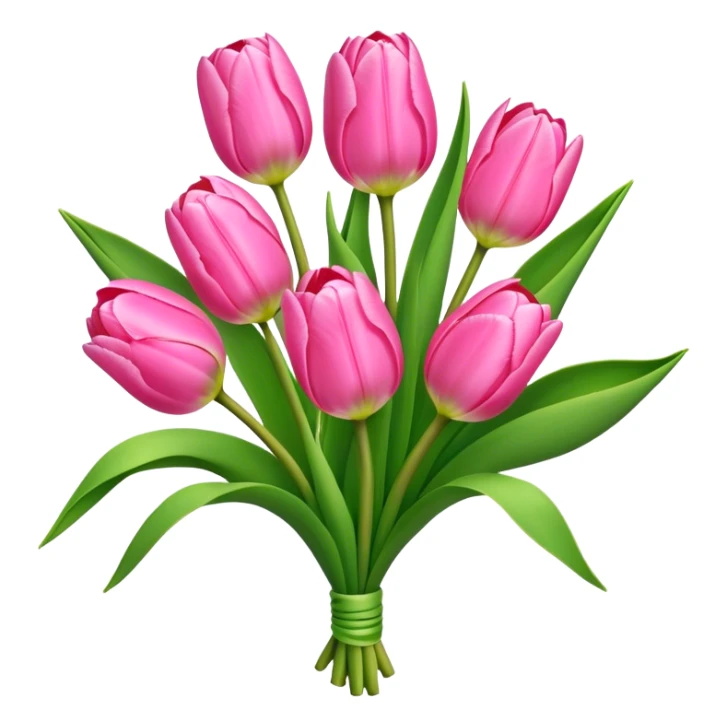 bouquet pink Tulip, luxuriant, stem, leaf, bud sticker