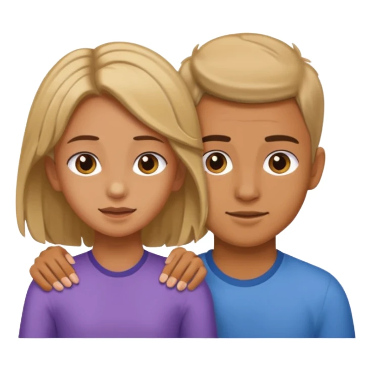 a boy putting a girls hair behind her ears sticker