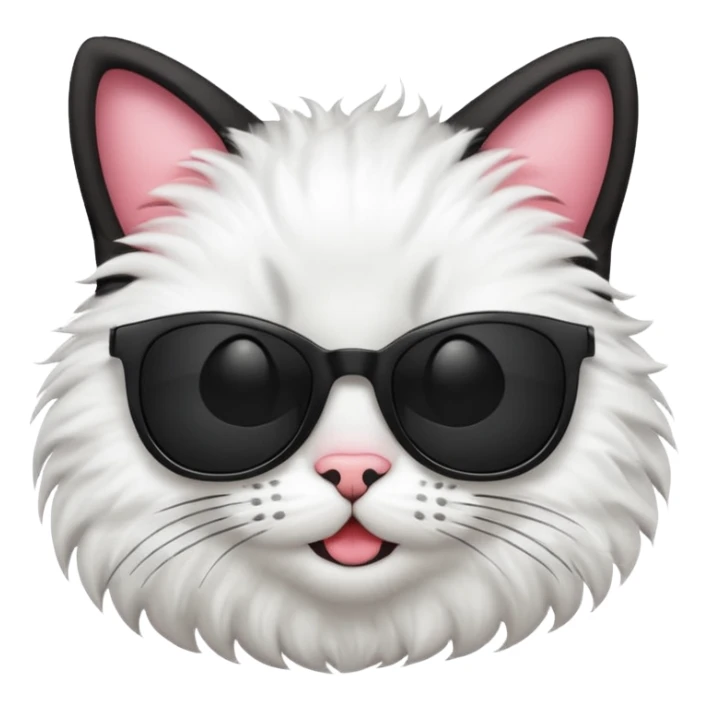 iOS-style emoji. Cat head, smug smile, black sunglasses sticker