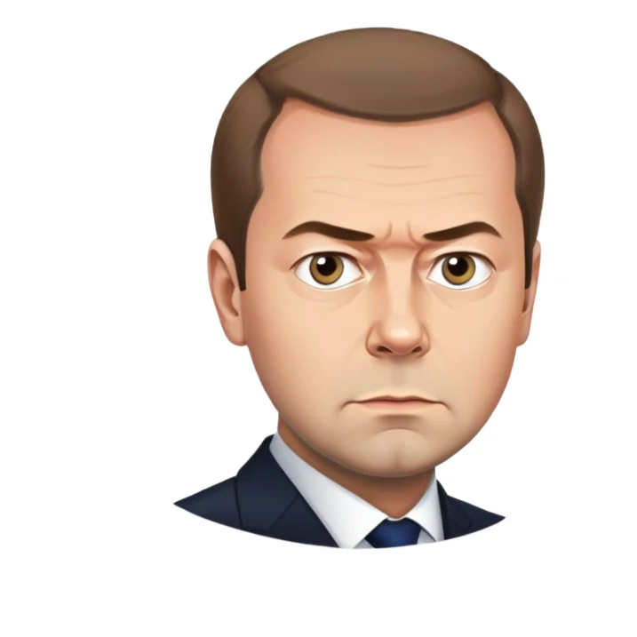 portrait of Dmitry Medvedev with a serious expression sticker