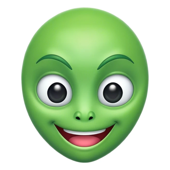 An alien emoji with a green-colored head sticker