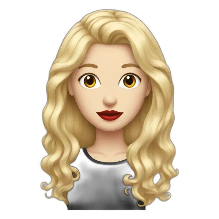 Blonde lang hair white girl with red lips sticker