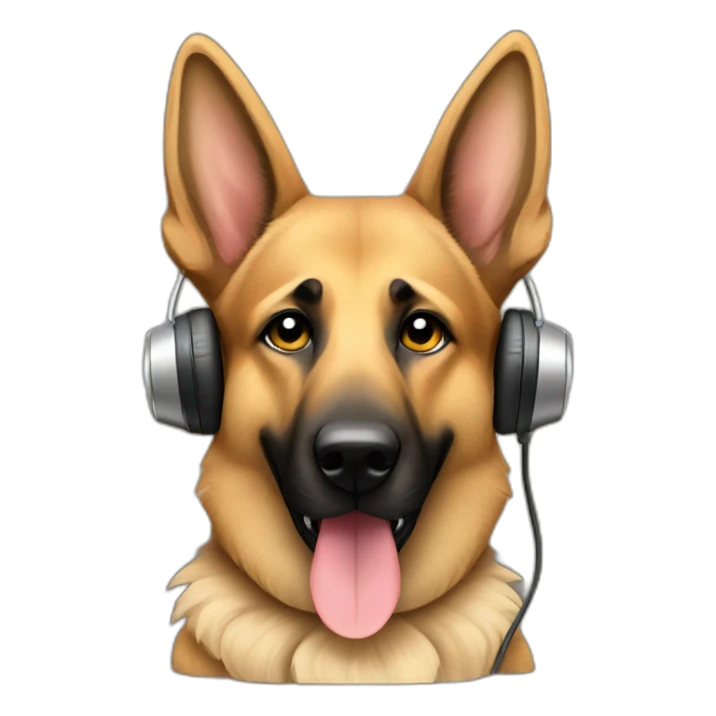 german shepherd dog listening to music sticker