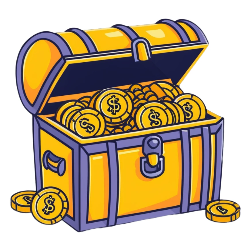 pirate treasure chest with gold coins sticker
