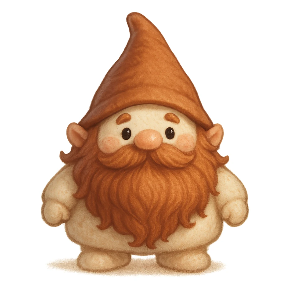 marshmallow dwarf with a big beard and pointy hat, soft and chubby, fantasy style sticker