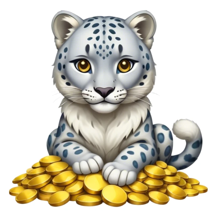 snow leopard symbol of Kazakhstan sitting on pile of gold sticker