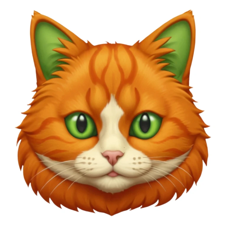 orange cat missing his right eye so it’s just an orange fur socket, and has a green left eye, with an orange patch of fur near his nose sticker