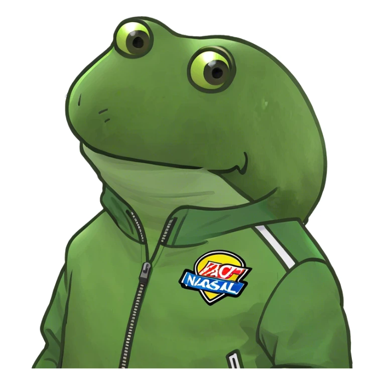 wearing a neon green nascar jacket with no words sticker