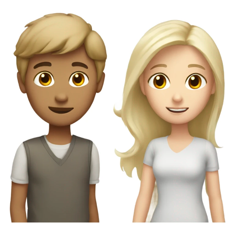 Brown hair boy with two blonde girls  sticker