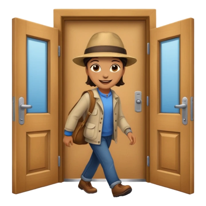 person walking out of the door sticker