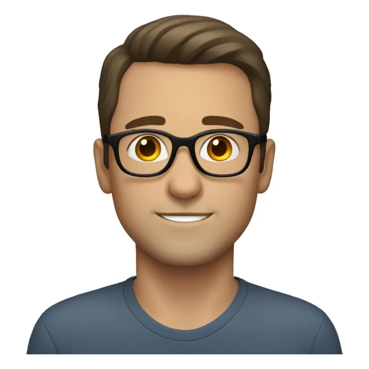 WHITE MAN with dark brown hair with circle brown glasses sticker