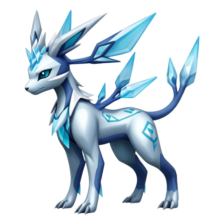 Futuristic Kyurem-Glaceon-dialga-suicune-hybrid, full body sticker